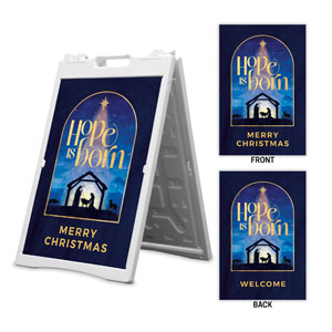 Hope Is Born Nativity Welcome Christmas 2' x 3' Street Sign Banners