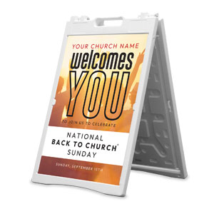 Back to Church Welcomes You Orange 2' x 3' Street Sign Banners