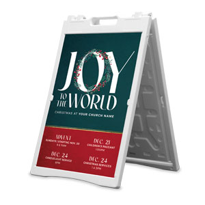 Joy to the World Wreath 2' x 3' Street Sign Banners