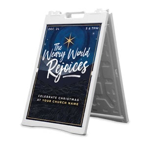 Weary World Rejoices Blue 2' x 3' Street Sign Banners