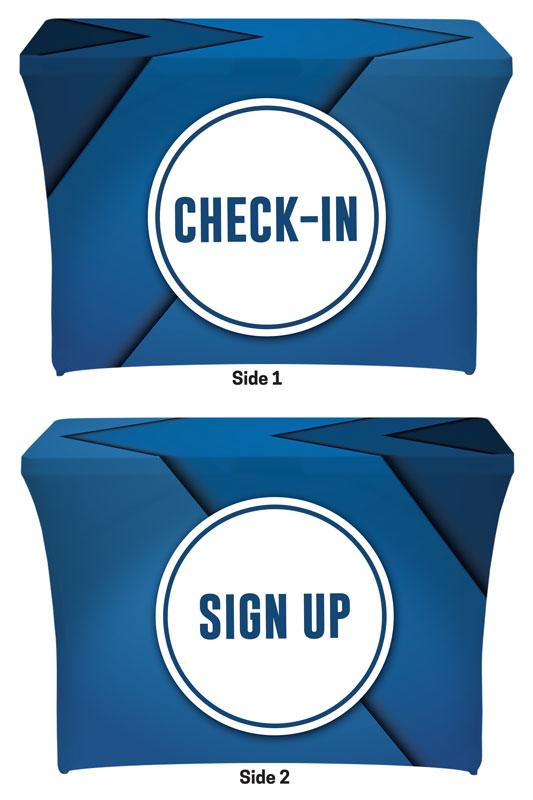Table Covers, Bold Blue Sign Up Check In, 2' x 4'