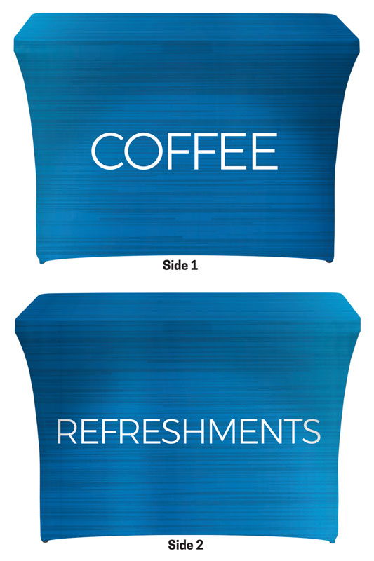Table Covers, You're Invited, General Blue Coffee Refreshments, 2' x 4'