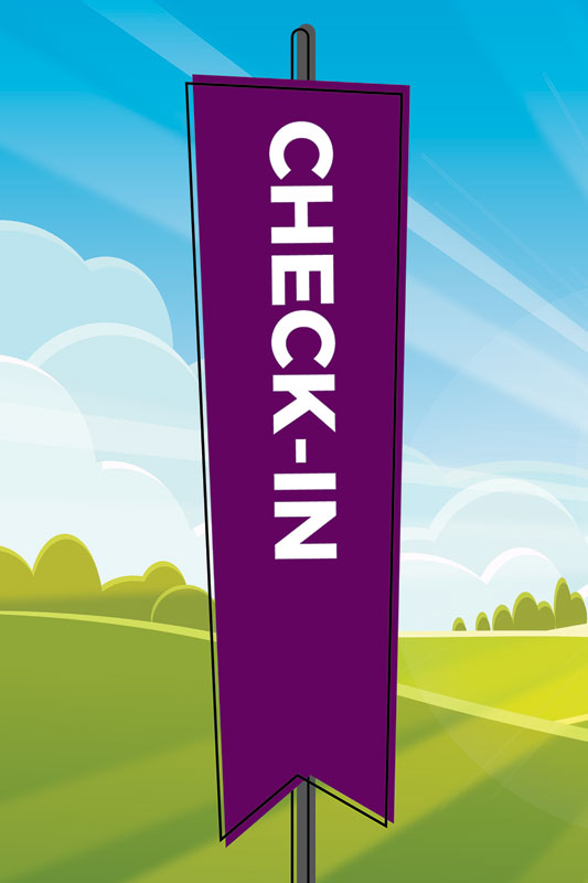 Banners, Directional, Bright Meadow Check In, 24 x 36