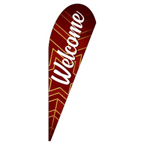 Red and Gold Snowflake Welcome Teardrop Flag Banners
