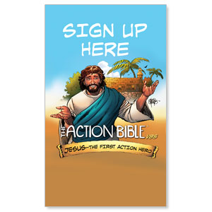 The Action Bible VBS Sign Up 3 x 5 Vinyl Banner