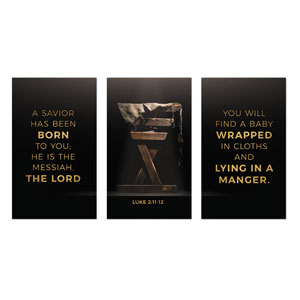 Gold Christmas Manger Triptych 3 x 5 Vinyl Banner