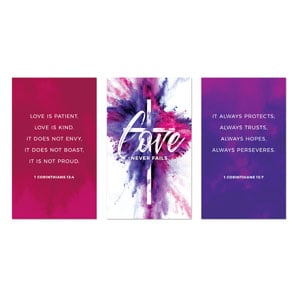 Love Never Fails Triptych 3 x 5 Vinyl Banner
