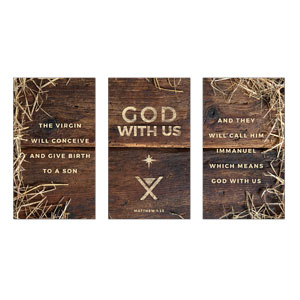 God with Us Straw Triptych 3 x 5 Vinyl Banner