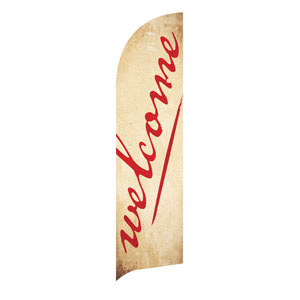 Red Script Welcome Flag Banner