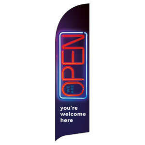 Open Neon Flag Banner