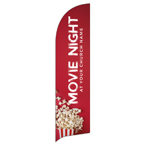Movie Night Popcorn Flag Banner