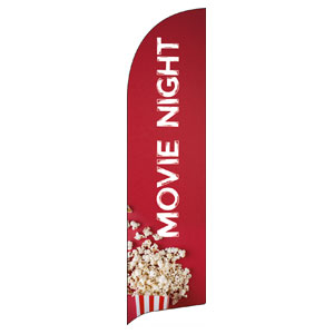 Movie Night Popcorn Red Flag Banner