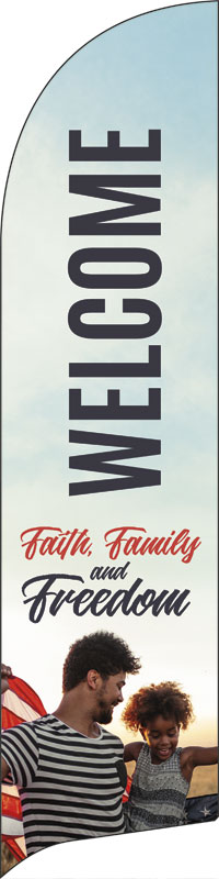 Banners, Encouragement, Faith Family Freedom Together, 2' x 8.5'