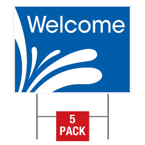 Welcome Blue Yard Signs - Stock 1-sided