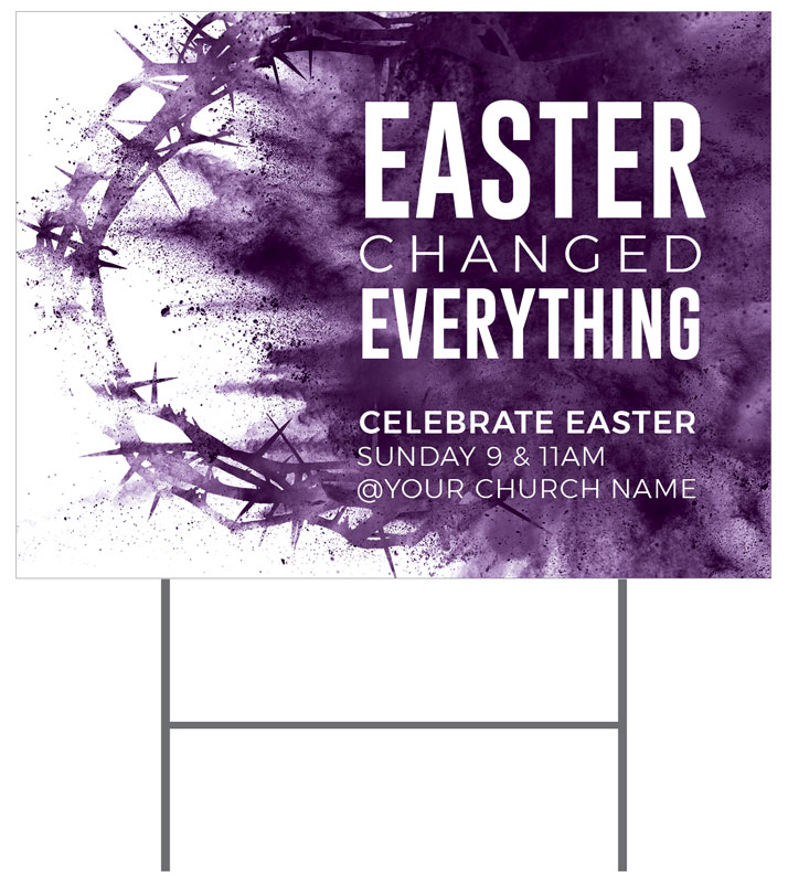 Yard Signs, Easter, Purple Powder Crown, 18 x 24