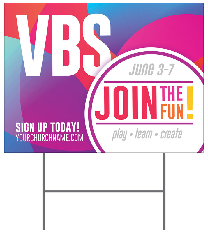 Yard Signs, VBS / Camp, Curved Colors VBS Join the Fun, 18 x 24