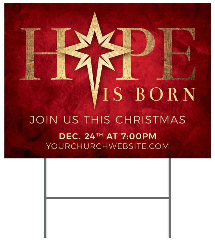 Yard Signs, Christmas, Hope Is Born Star, 18 x 24
