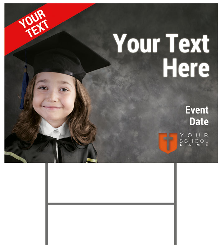 Yard Signs, Children's Ministry, Cap and Gown Your Text, 18 x 24