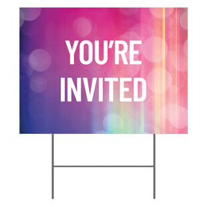 Colorful Lights You're Invited 18"x24" YardSigns