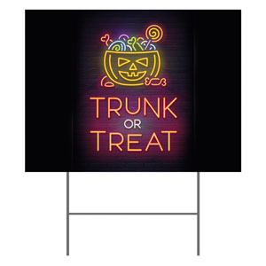 Trunk or Treat Neon Yard Signs - Stock 1-sided