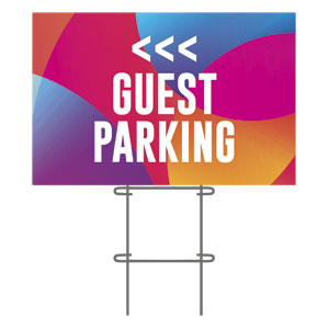 Curved Colors Guest Parking 36"x23.5" Large YardSigns