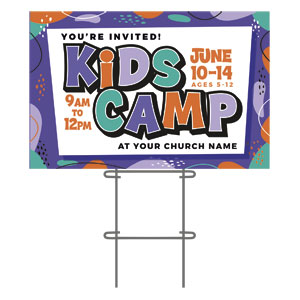 Kids Camp Purple 36"x23.5" Large YardSigns